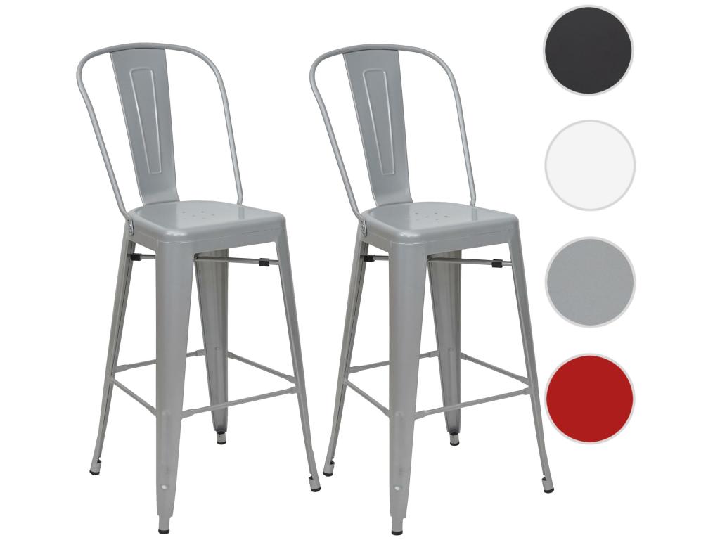 2x Meublita-A73 bar stools, counter chairs with metal backrest, industrial design - grey