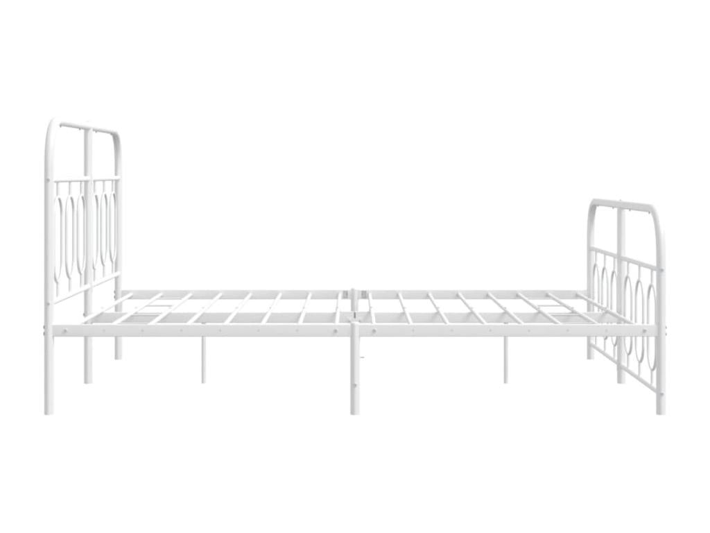 Metal bed frame without mattress and white bed legs, 140x190 cm