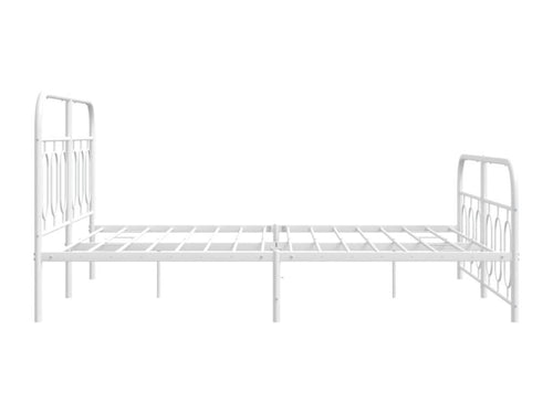 Metal bed frame without mattress and white bed legs, 140x190 cm