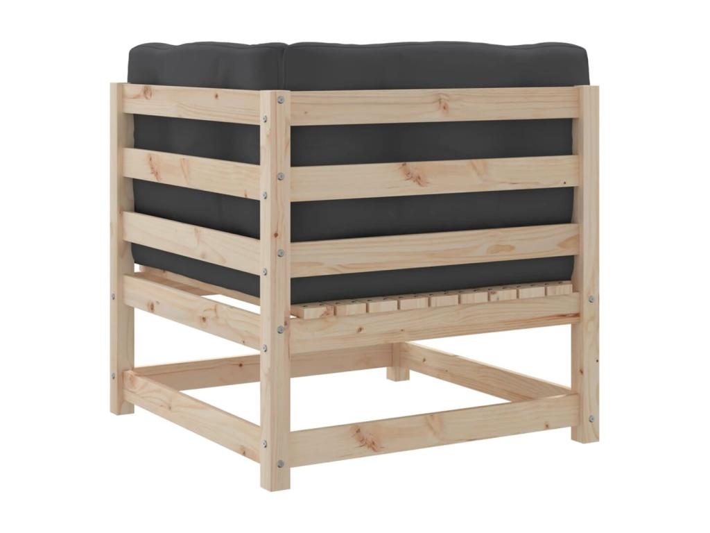 4-piece garden furniture set with cushions, solid pine wood