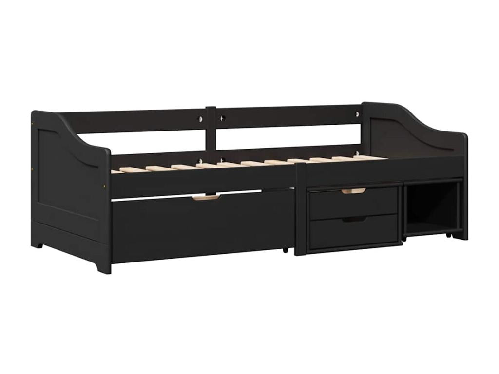 Daybed with 3 drawers, mattress not included, IRUN black, 90x200 cm