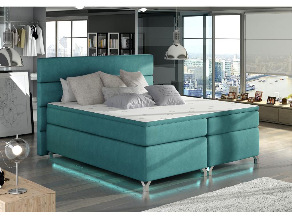 Meublita 160x200 Box Spring Bed in Emerald Green Fabric