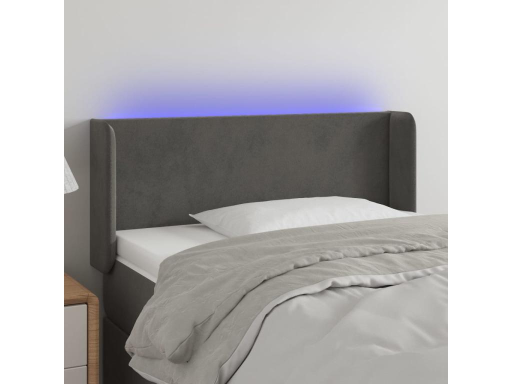 Dark Grey LED Headboard 103x16x78/88 cm Velvet