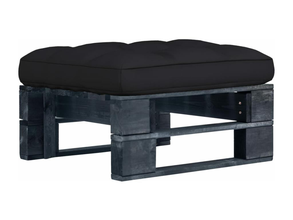 Black pine wood garden pallet pouf