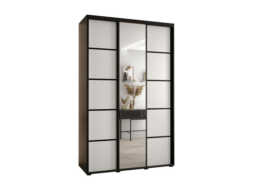 Meublita 5 Sliding Door Wardrobe 235.2/150/60 3 Doors Black/White/Black