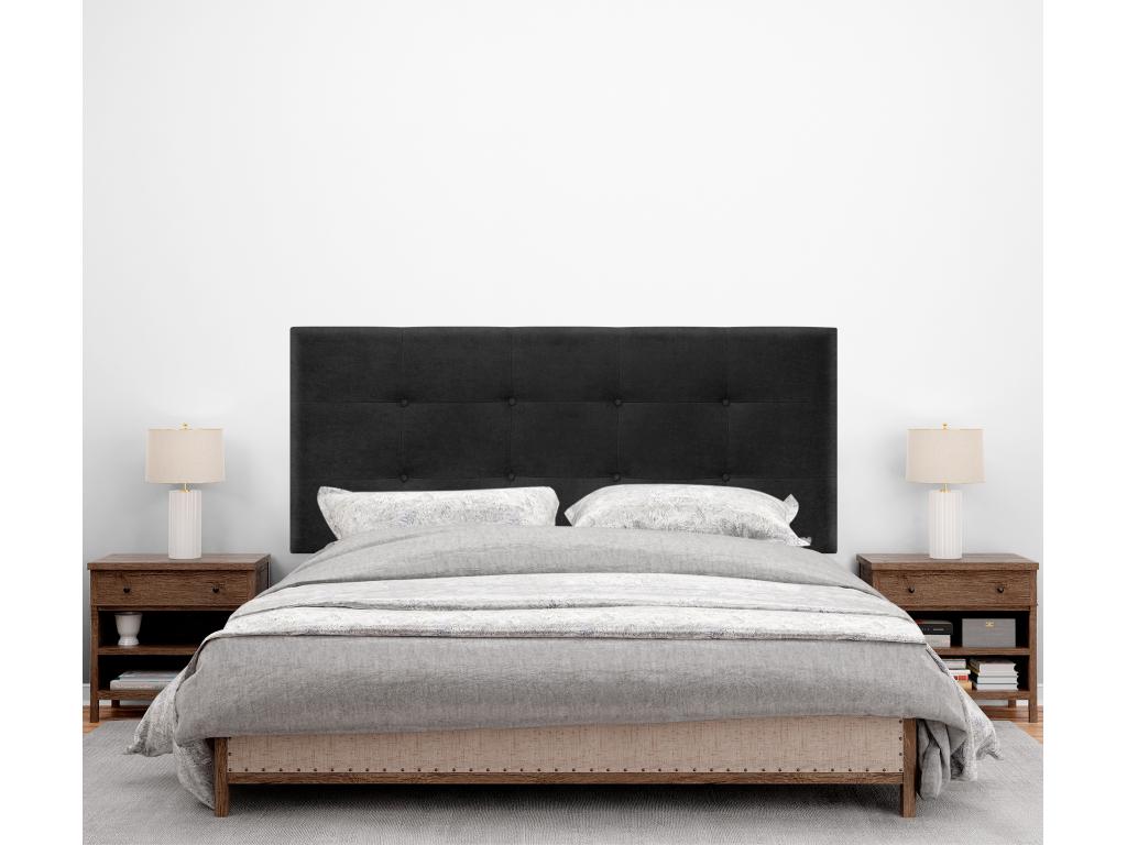 Vertchez Aqualine Upholstered Fabric Headboard 145x115cm with Legs for 135/140cm Beds - Black