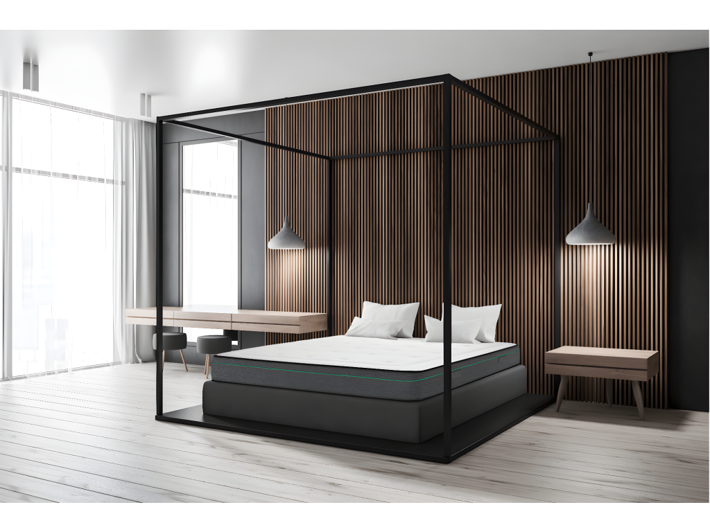 Dream Memory Foam Mattress 50kg/m³ - 23 cm - 140x190cm with 2 Green Elastic Pillows 60x60cm