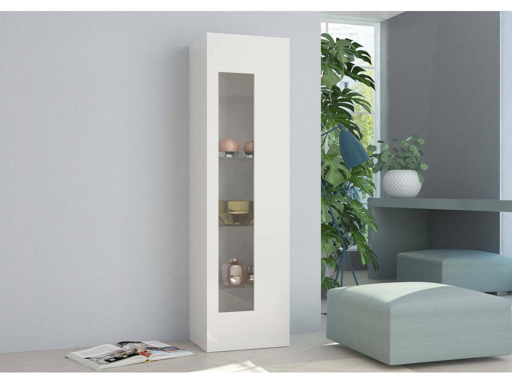 Vertchez Display Cabinet Buffet with Glass Door, Versatile Living Room Furniture, Made in Italy, 45x34h162 cm, Glossy White