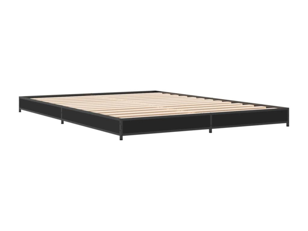 Black bed frame without mattress, 135x190 cm