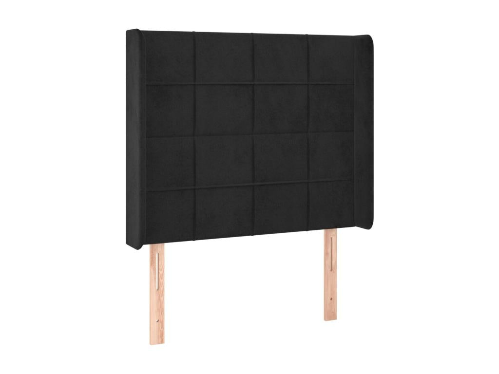 Headboard with wings, Black, 83x16x118/128 cm, Velvet