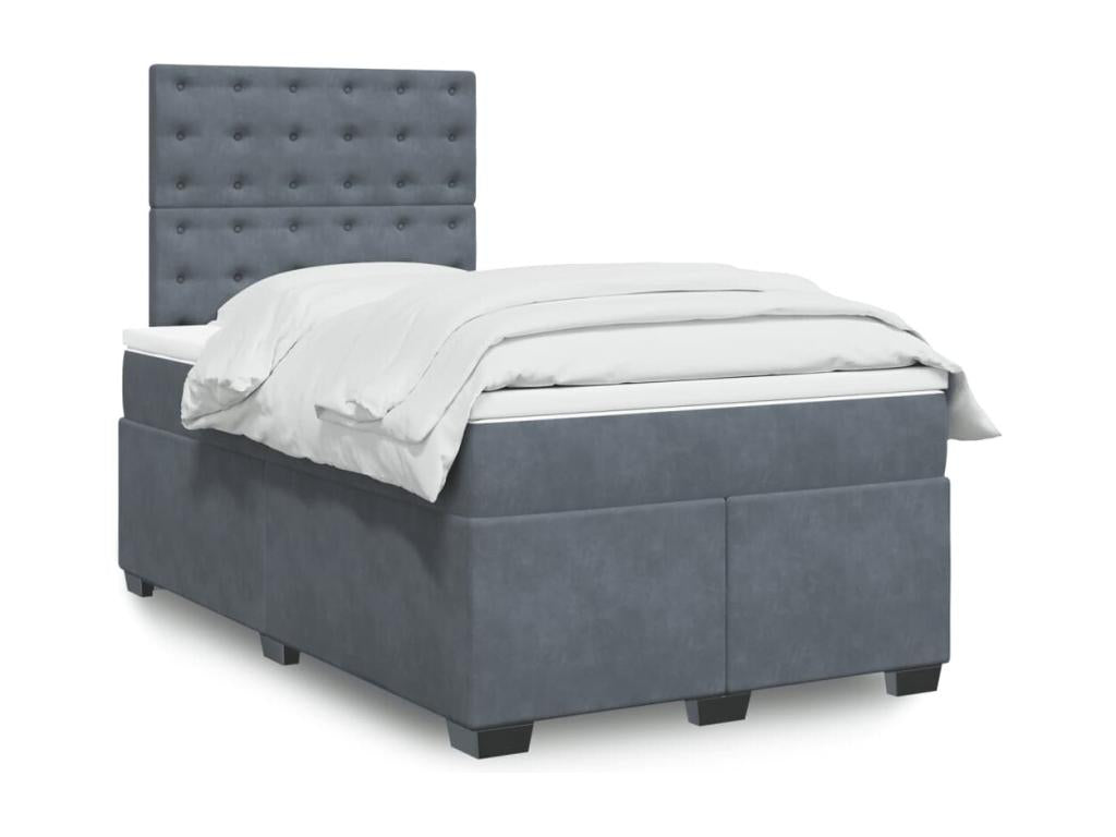 Vertchez bed base and dark grey 120x190cm velvet mattress