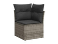 Garden furniture set with 10 cushions, grey woven resin