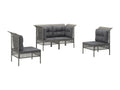 4-piece garden furniture set with cushions, grey woven resin