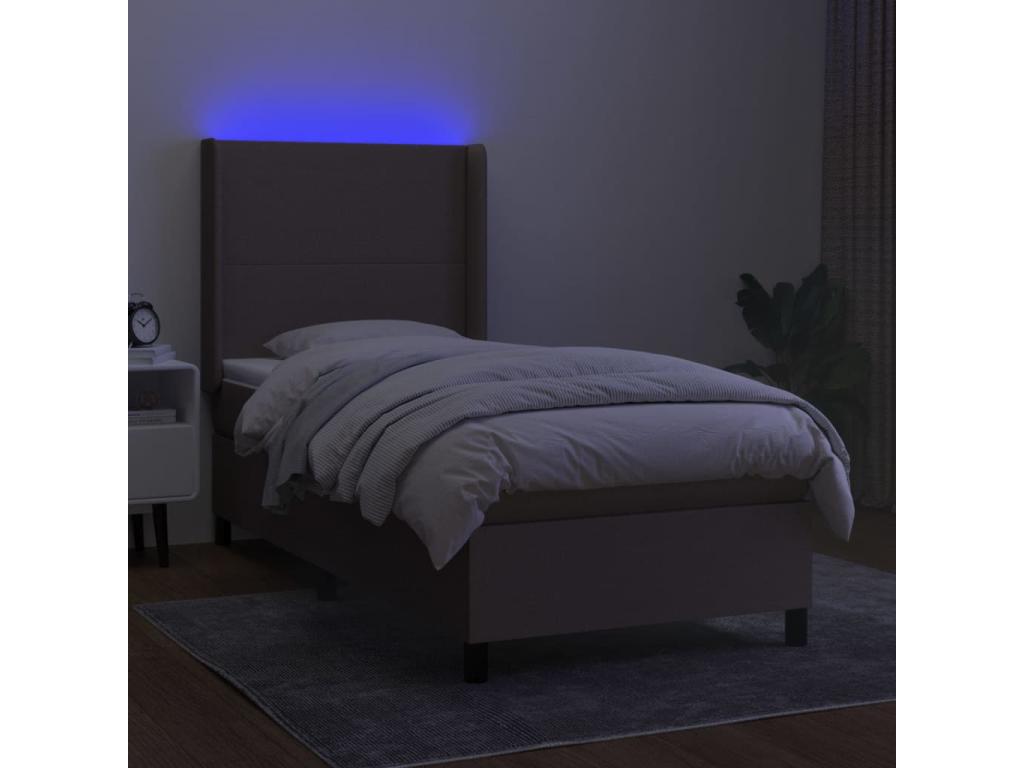 Vertchez bed base, mattress and LED lighting, 100x200 cm, fabric