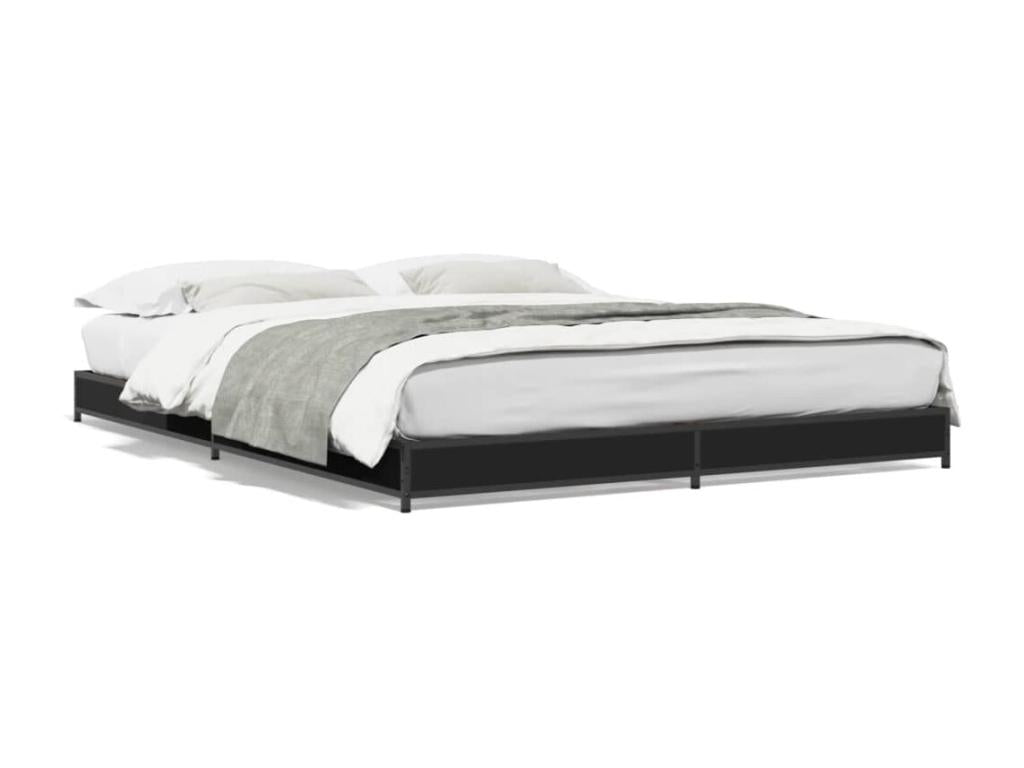 Black bed frame without mattress, 135x190 cm