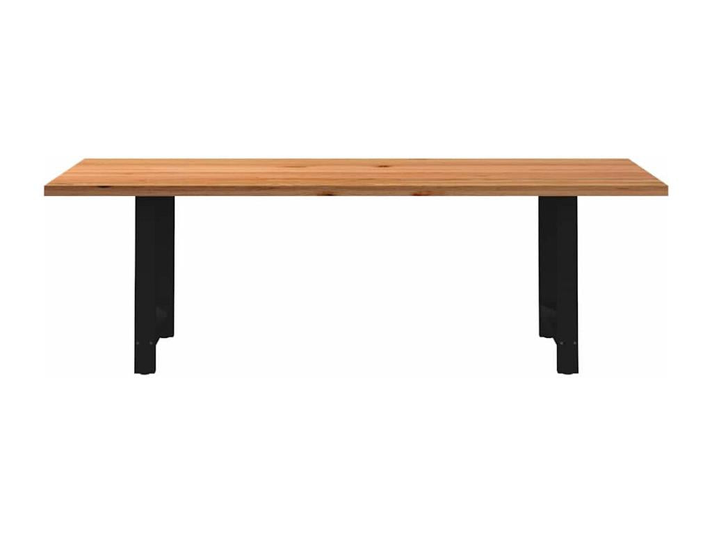 Rectangular light brown solid oak wood dining table