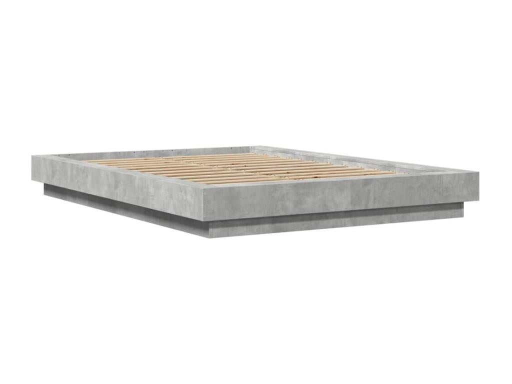 Bed frame with Vertchezères LED concrete grey 135x190 cm
