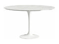 Round Tulip Marble Table - White Marble Top - Diameter 80 cm - Glossy White Base