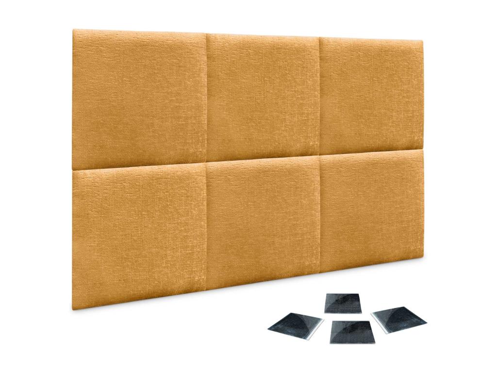 Vertchez Set of 4 self-adhesive acoustic wall panels in eco-friendly wool, shock-absorbing protection, Mustard, 60x60cm x6