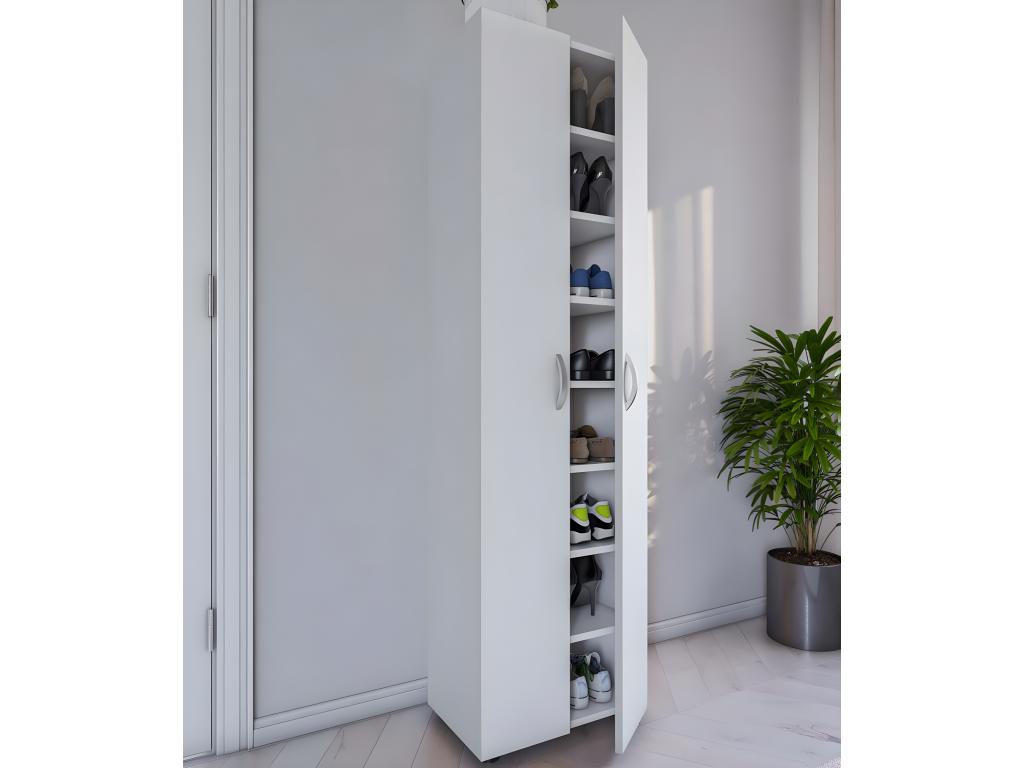 Vertchez XXL Wooden Large Shoe Cabinet Shoe Rack Shoe Cabinet Shoe Rack Large Boot Ulas 8 Compartments White