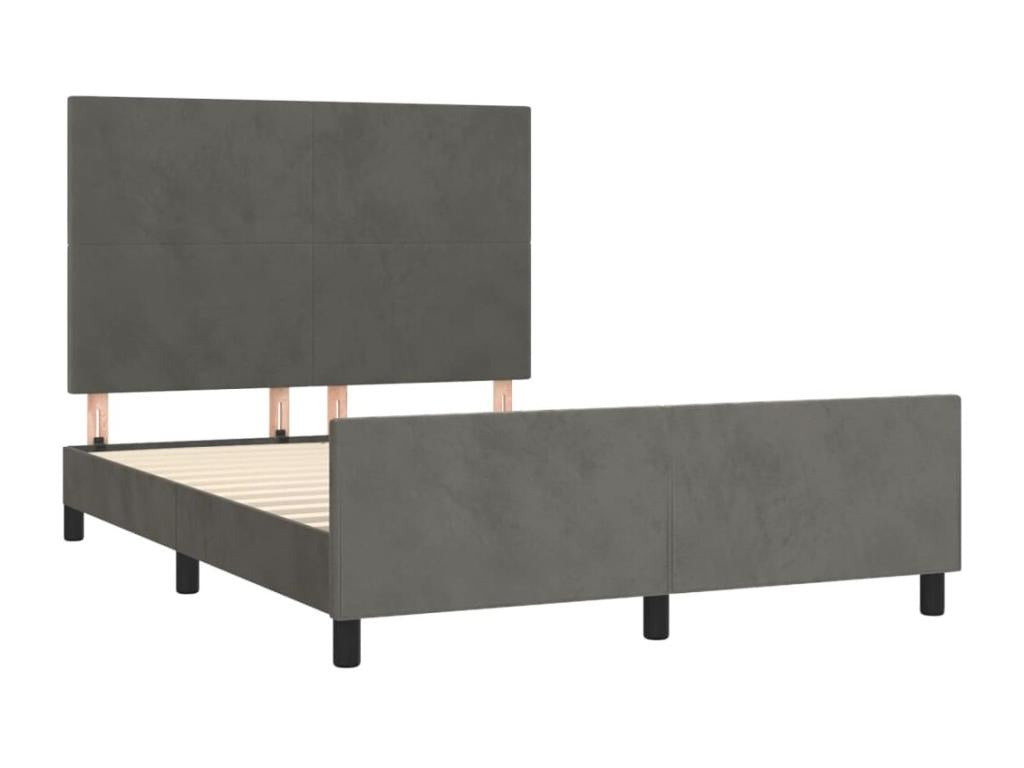 Dark grey velvet bed frame (mattress not included) 140x200 cm