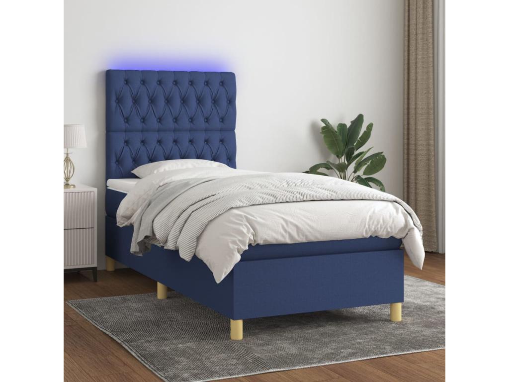 Bed base and mattress with blue LED light, 90x200 cm, fabric, available in Vertchez.