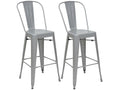 2x Meublita-A73 bar stools, counter chairs with metal backrest, industrial design - grey