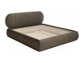 Upholstered bed - 140x200 cm - in brown braided fabric - Meublita