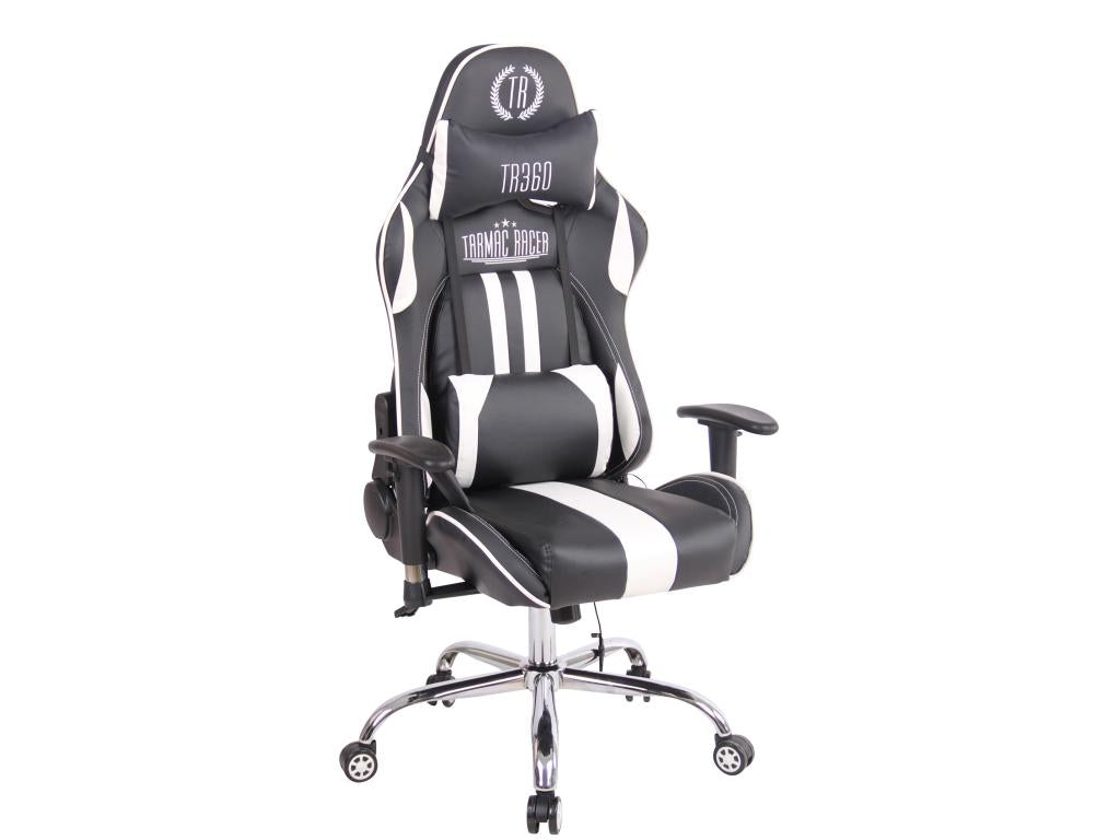 Office chair - Faux leather / Chrome metal - Black / White - Meublita XM