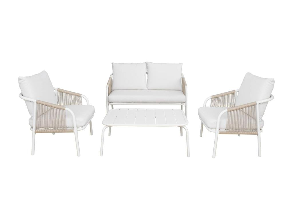 Meublita steel garden furniture set - 4 people - white and beige
