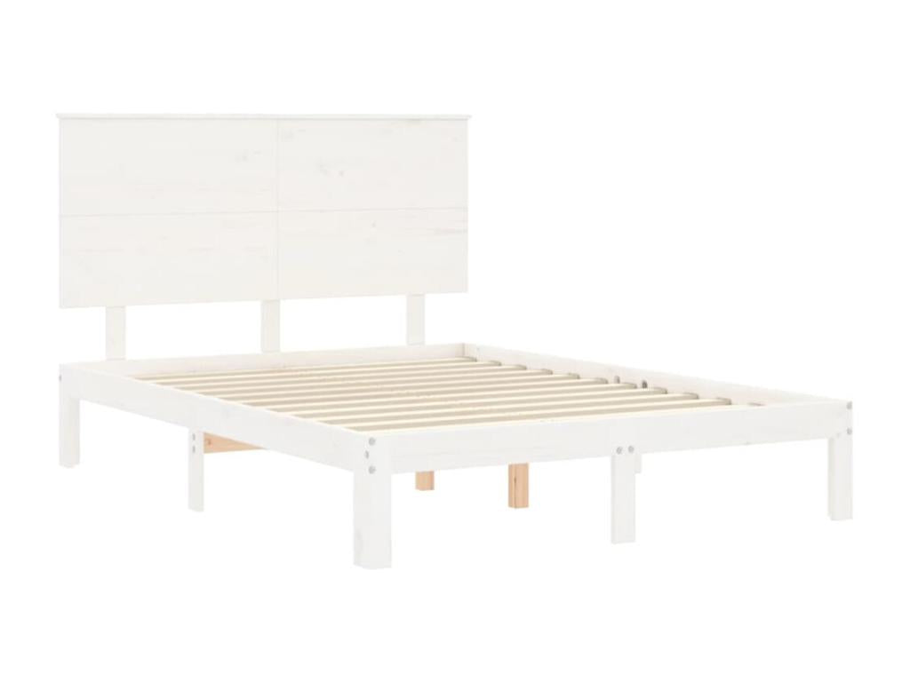 Bed frame with white headboard, 140x190 cm, solid wood