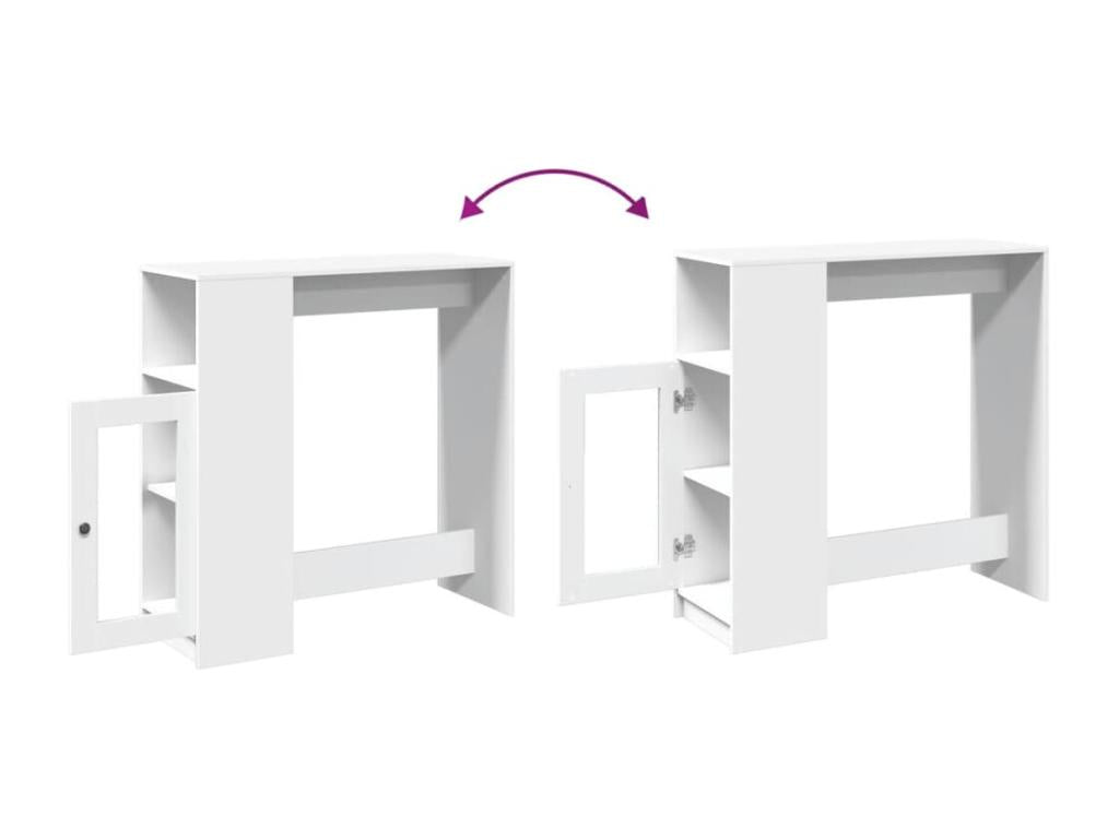 Bar table with shelves, white engineered wood