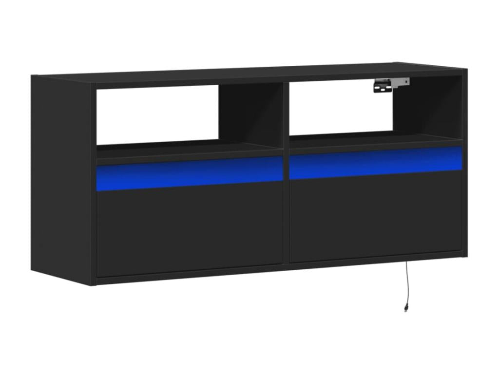 Wall-mounted TV unit with Vertcherères LED lighting, black, 100x31x45 cm