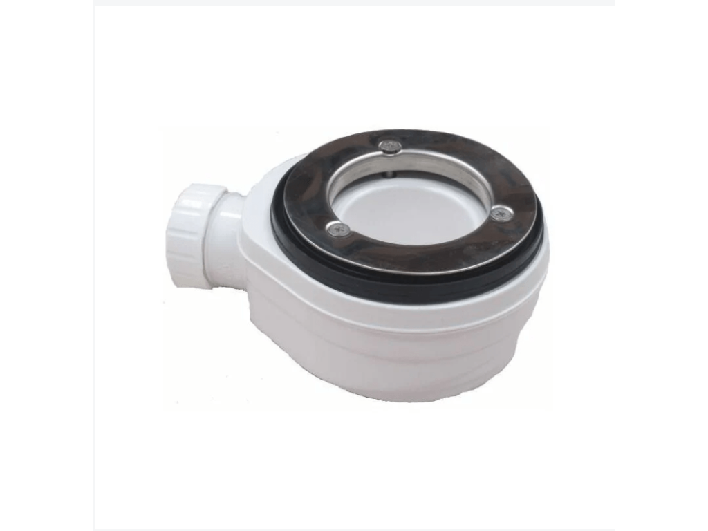 95x115 cm Shower Tray, Vertchez Line, Extra Thin, Light Grey RAL 7035, in Synthetic Resin and Marble Powder with Freestanding Drain