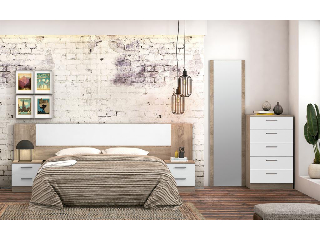 Chest of drawers, storage unit, oak finish, Vertchez white - Length 60 x Depth 40 x Height 102.7 cm