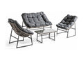 4-seater garden furniture set in metal and grey resin