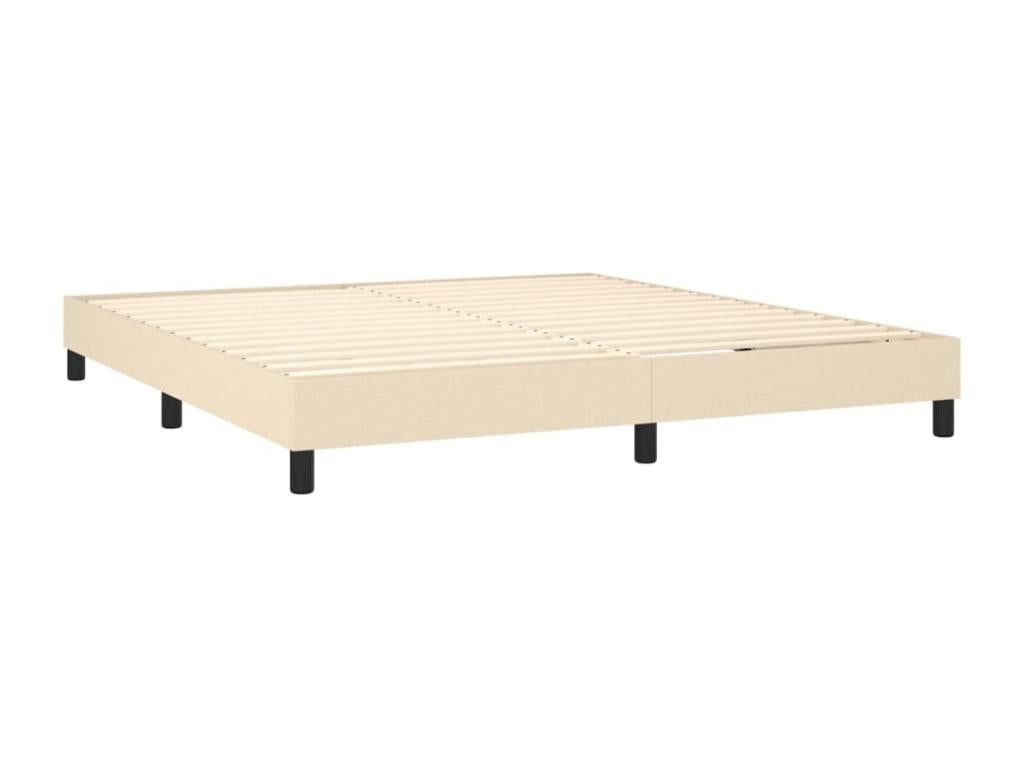 Upholstered bed base with mattress, Cream, 160x200 cm, Fabric