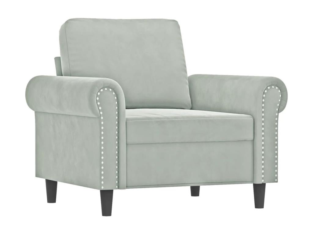 3-piece sofa set with light grey velvet cushions