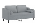 2-seater sofa with light grey cushions, 140 cm, fabric