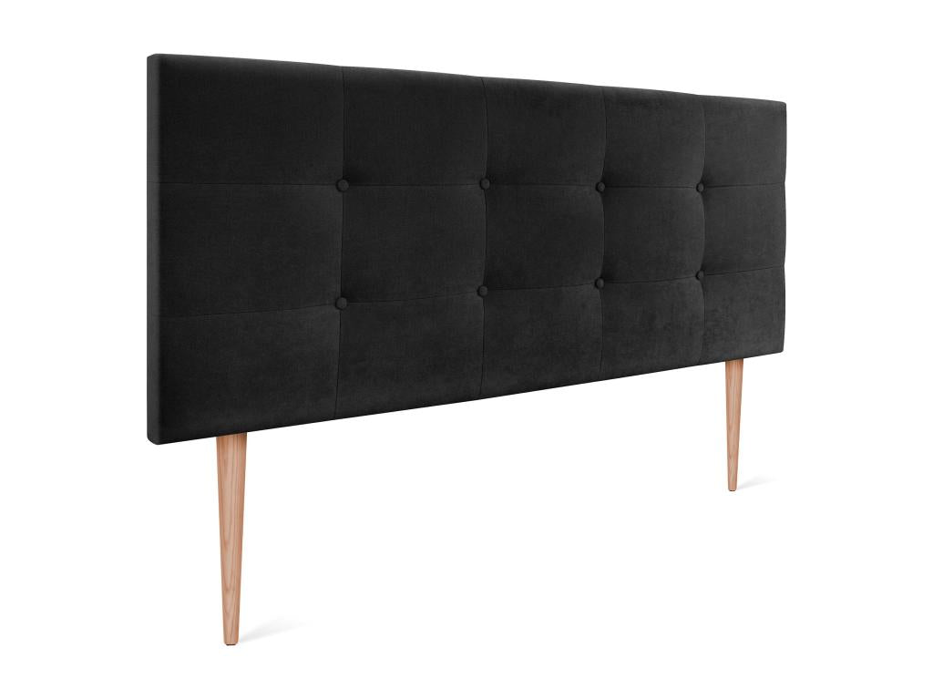 Vertchez Aqualine Upholstered Fabric Headboard 145x115cm with Legs for 135/140cm Beds - Black