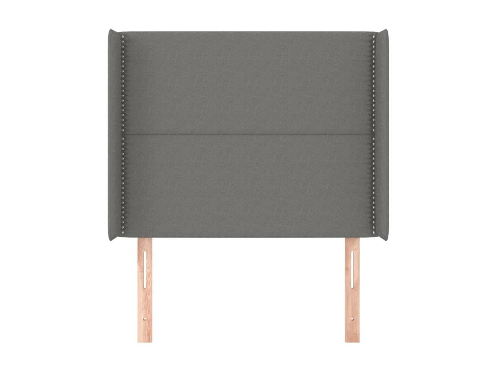 Headboard with wings, Dark Grey, 103x16x118/128 cm, Fabric