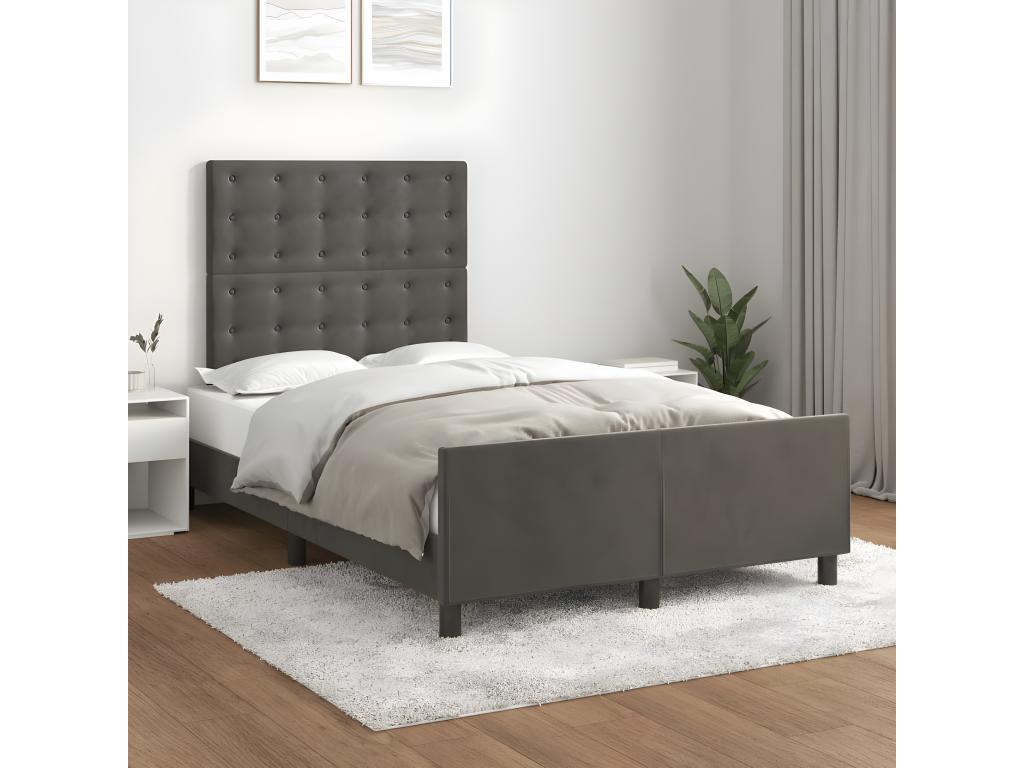 Bed frame with dark grey headboard, 120x190 cm, velvet