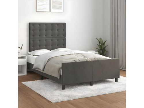 Bed frame with dark grey headboard, 120x190 cm, velvet
