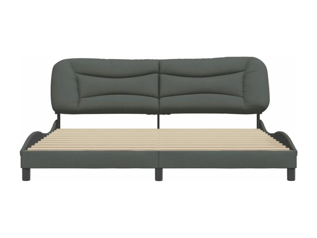 Bed frame with headboard, dark grey, 200x200 cm, fabric