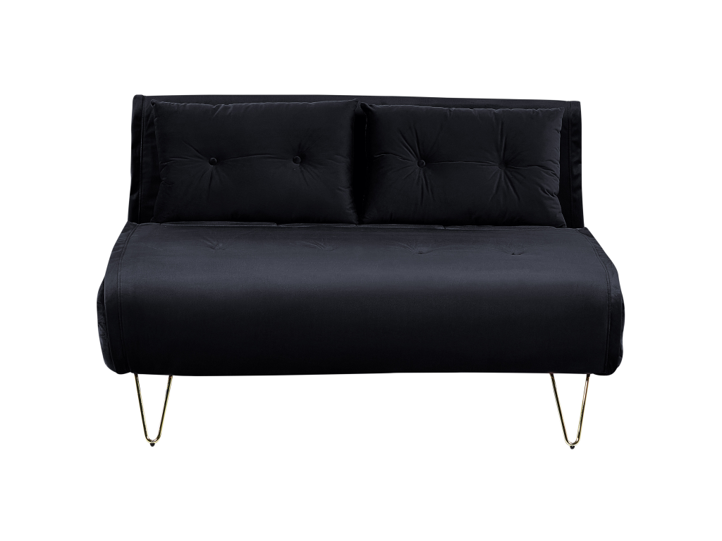 Vertchez Black Velvet 2-Seater Sofa Bed