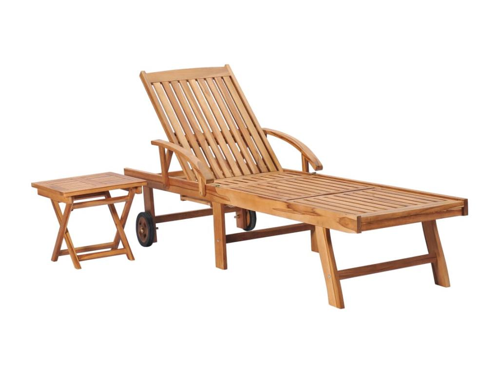 Brown wooden sun lounger/bath chair 195x59.5x52.5 cm 02 0012649