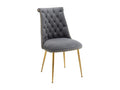 Set of 2 velvet chairs with padded backs and modern, distinctive gold-tone metal legs, 43.9x62x87.6cm, grey