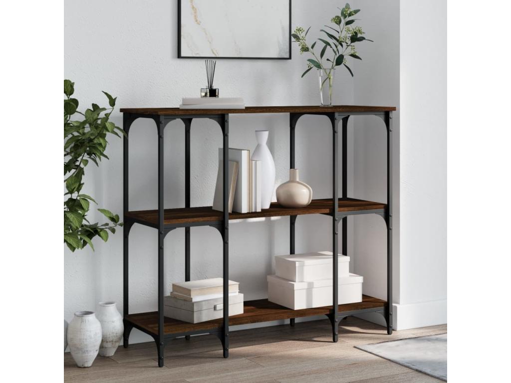 Brown oak console table, 102x35x90 cm, engineered wood