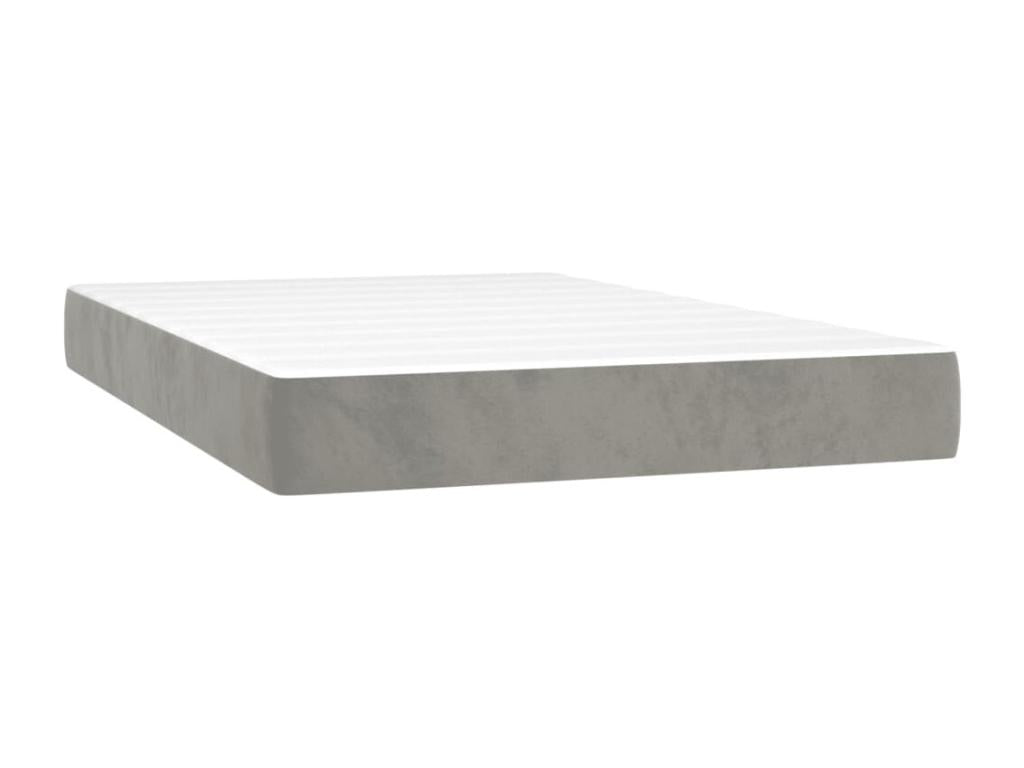 Upholstered bed base and mattress, light grey, 120x200cm, velvet