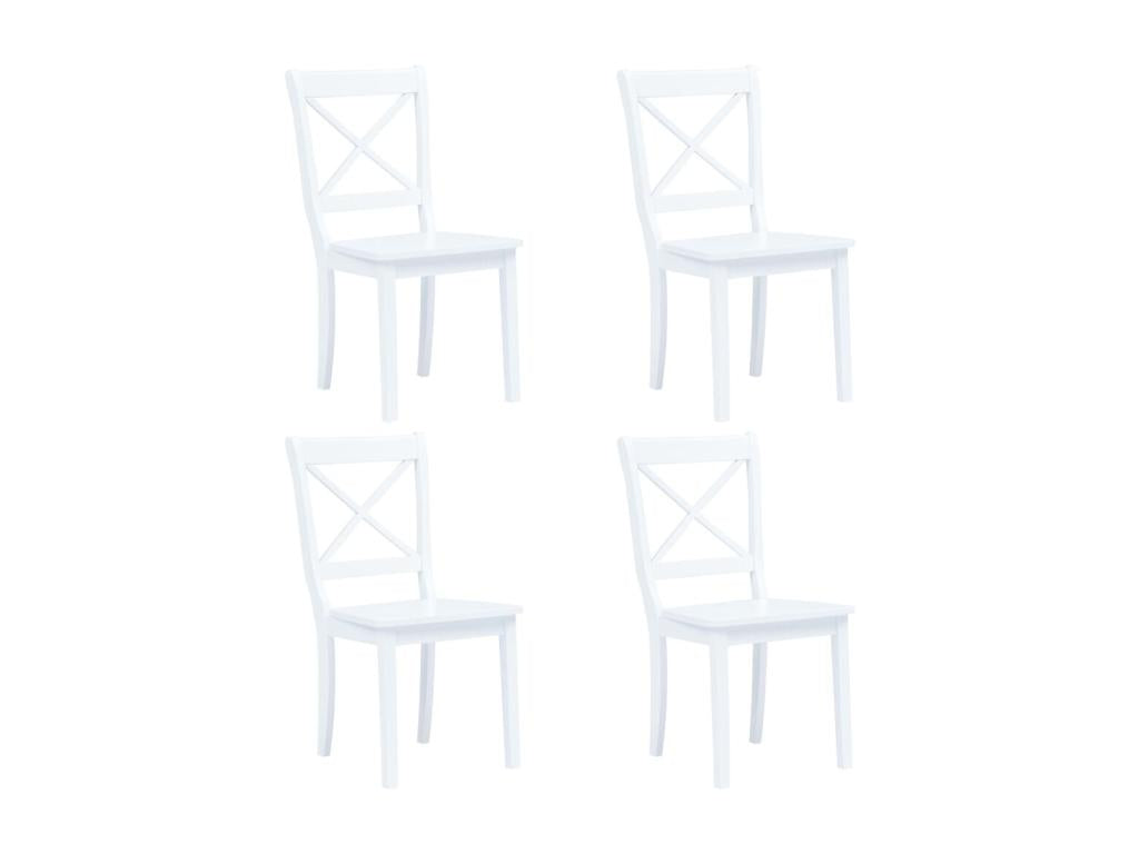 5-piece dining set, white rubberwood